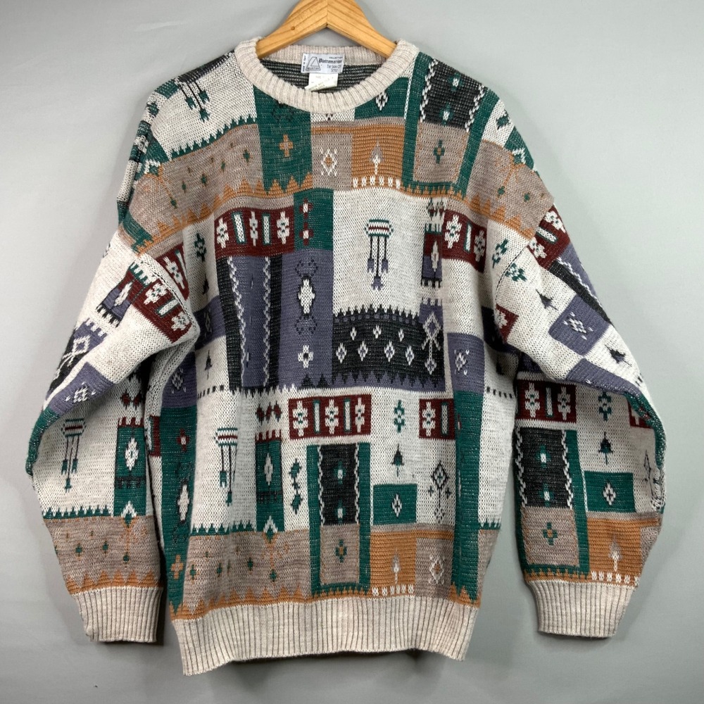 Vintage Pietramaracina Collection Sweater Multicolor Knit Pattern‎ Italy